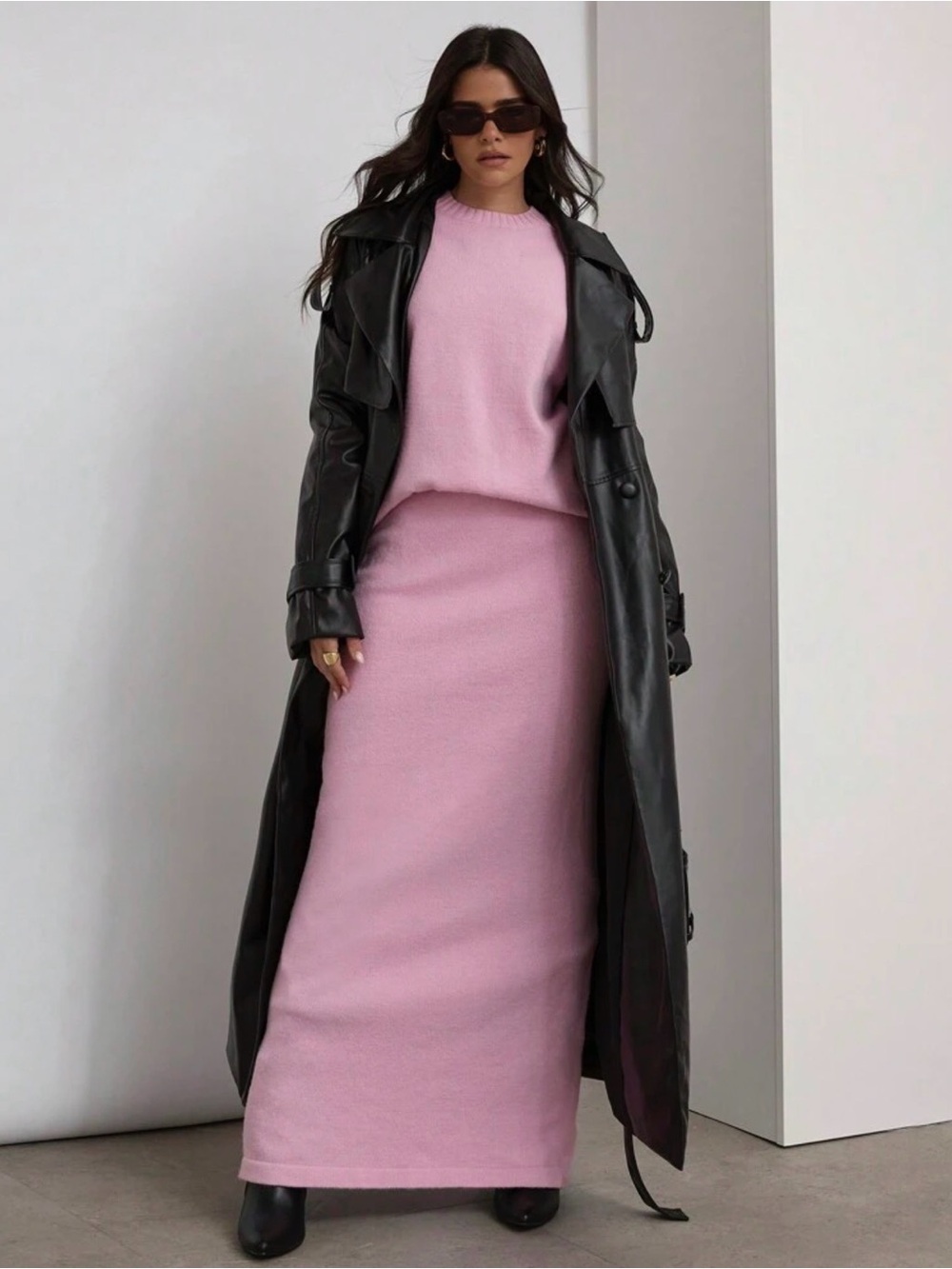 Women’s Pink Knit Maxi Skirt set